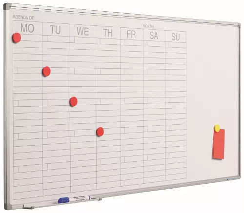 Whiteboard Deluxe Maude - Enamel steel - Weekly planner - Monthly planner - Yearly planner - Magnetic - White - English - 60x120cm