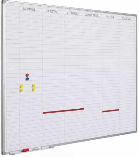 Whiteboard Deluxe Nathanael - German - Enamel steel - Weekly planner - Monthly planner - Yearly planner - Magnetic - White - 60x90cm