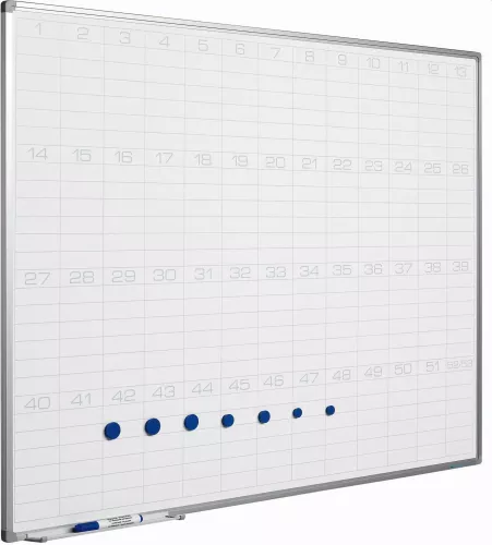 Whiteboard PRO Calderon - Enamel steel - Weekly planner - Monthly planner - Yearly planner - Magnetic - White - 60x90cm
