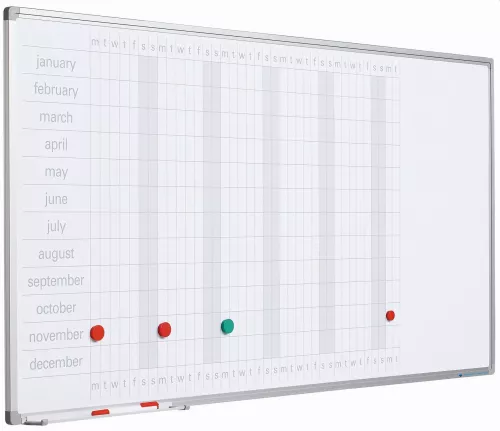 Whiteboard PRO Kayla - Enamel steel - Weekly planner - Monthly planner - Yearly planner - Magnetic - White - Dutch - 90x120cm