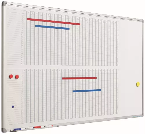 Whiteboard PRO Rodolfo - Enamel steel - Weekly planner - Monthly planner - Yearly planner - Magnetic - White - 60x120cm