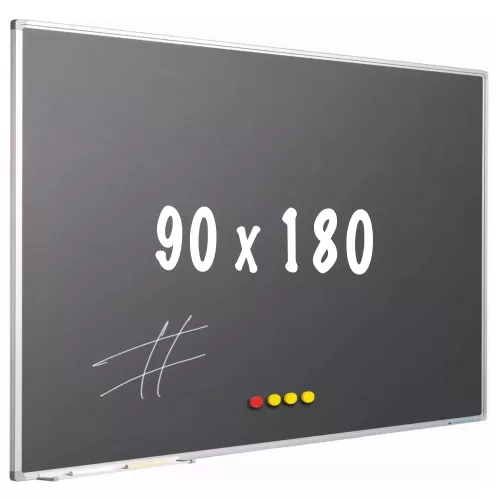 Chalkboard PRO Kelley  - Magnetic - Schoolboard - Easy assembly - Enamel steel - Grey - 90x180cm