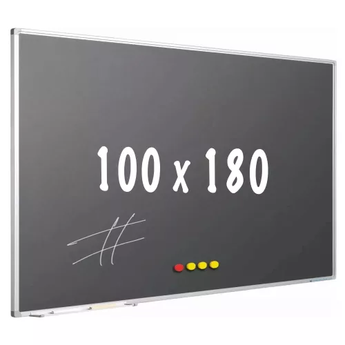 Krijtbord PRO Brenton - Magnetisch - Schoolbord - Eenvoudige montage - Emaille staal - Grijs - 100x180cm