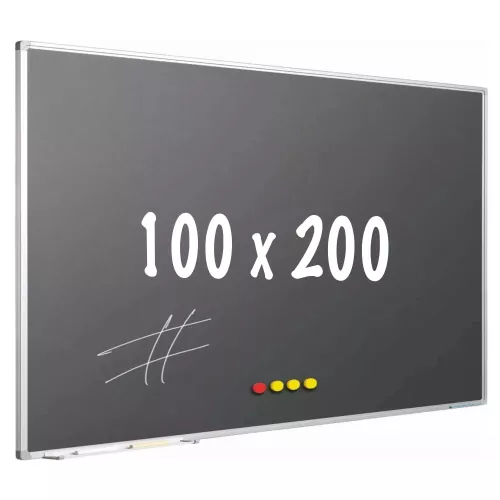 Krijtbord PRO Beverly - Magnetisch - Schoolbord - Eenvoudige montage - Emaille staal - Grijs - 100x200cm