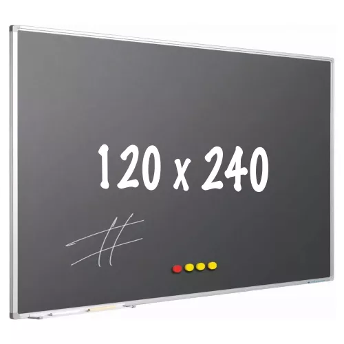 Chalkboard PRO Lee - Magnetic - Schoolboard - Easy assembly - Enamel steel - Grey - 120x240cm