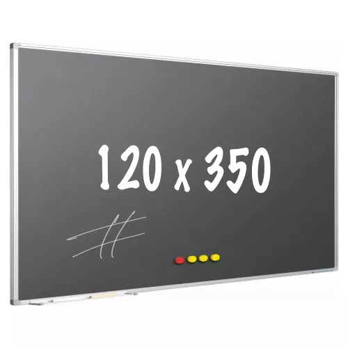 Krijtbord PRO Cameron - Magnetisch - Schoolbord - Eenvoudige montage - Emaille staal - Grijs - 120x350cm