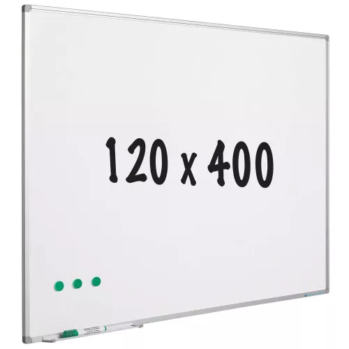 Whiteboard Toni - Painted steel - Magnetic - White - 120x400cm