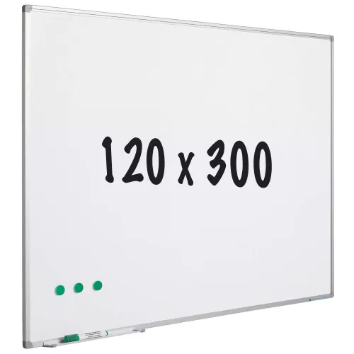 Whiteboard enamel steel Hogan - White - Magnetic - 120x300cm
