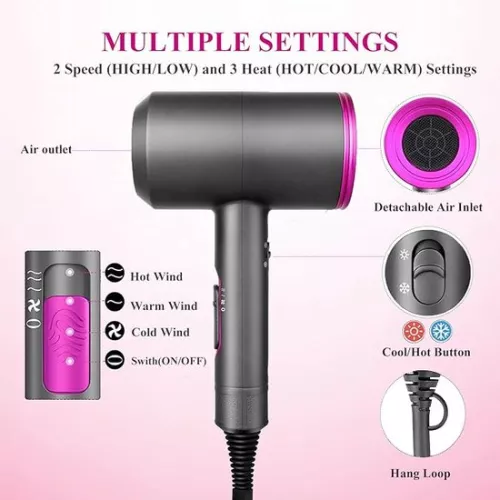 merkloos 2000W Ionic Blow Dryer with Concentrator and Diffuser - Enhanced Curls & Waves - Frizz Reduction - Professional Portable Travel Hair Dryer - Normal Curly Hair Hair Dryer (6150709675666)
